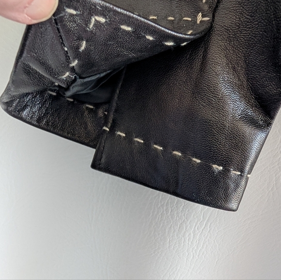 INC Black Leather Lined Jacket with Stitch Detailing - M - Picture 10 of 14